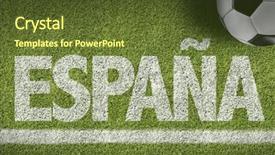  Presentation with soccer field - Amazing PPT theme having football barcelona - soccer field with the text backdrop and a  colored foreground