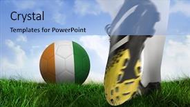  Presentation with football blue - Slide deck featuring football boot kicking ivory coast background and a light blue colored foreground