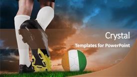  Presentation with football blue - Colorful presentation enhanced with football boot kicking ivory coast backdrop and a  colored foreground