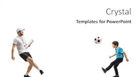  Presentation with football coach - Presentation theme enhanced with football-coach-kicking-a-ball background and a white colored foreground
