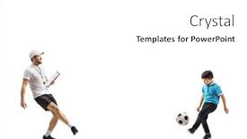  Presentation with football coach - Presentation theme with football-coach-playing-football background and a white colored foreground