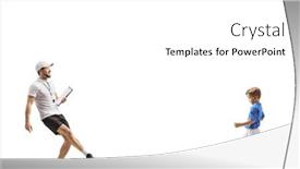  Presentation with football coach - Slide deck with football-coach-praticing-ball-kick background and a white colored foreground