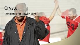  Presentation with football coach - PPT layouts enhanced with iguana with spiky skin perched on a timber background and a tawny brown colored foreground