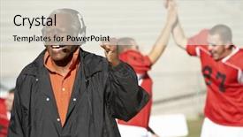  Presentation with football coach - Cool new presentation theme with football coach shouting and pumping backdrop and a lemonade colored foreground