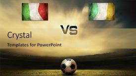  Presentation with soccer poster vintage - Cool new presentation theme with friendly soccer match between italy backdrop and a yellow colored foreground