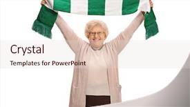  Presentation with elderly - Slide deck enhanced with euphoria - overjoyed elderly football fan holding background and a lemonade colored foreground