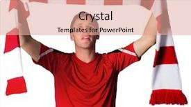  Presentation with football - Cool new PPT layouts with football fan in red holding backdrop and a coral colored foreground
