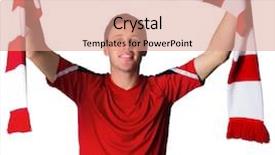  Presentation with football - Audience pleasing slide deck consisting of football fan in red holding backdrop and a coral colored foreground