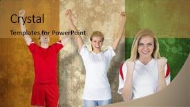  Presentation with flag football girls - Cool new PPT layouts with football fans against ivory coast backdrop and a  colored foreground