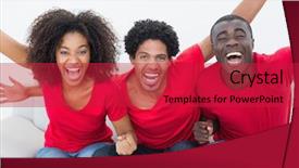  Presentation with living room - Colorful theme enhanced with football fans in red sitting backdrop and a crimson colored foreground