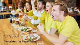  Presentation with pub - Slides with football-fans-look-a-team background and a yellow colored foreground