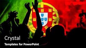 Presentation with football stadium - PPT theme enhanced with football-fans-supporting-portugal-crowd background and a black colored foreground
