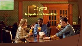  Presentation with translation - PPT layouts having football-fans-watching-game-translation background and a tawny brown colored foreground