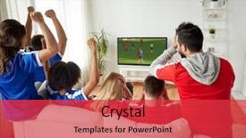  Presentation with victory sport - PPT theme with football fans watching soccer game background and a red colored foreground
