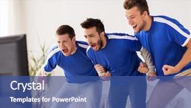  Presentation with soccer fans - Slide set enhanced with football fans watching soccer background and a ocean colored foreground