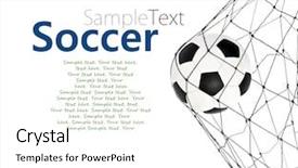  Presentation with soccer net - Amazing slide deck having football field - soccer ball in the net backdrop and a  colored foreground