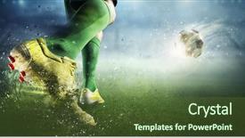  Presentation with goal - Theme with football field - soccer goal moment mixed media background and a tawny brown colored foreground