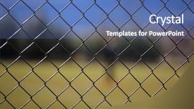  Presentation with blue metallic - Colorful PPT theme enhanced with wire metallic mesh fence backdrop and a coral colored foreground