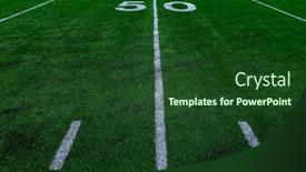  Presentation with football competition - Cool new slide deck with football-field-green-grass-white backdrop and a forest green colored foreground