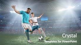  Presentation with football players field - Slide deck featuring football field in dynamic background and a gray colored foreground