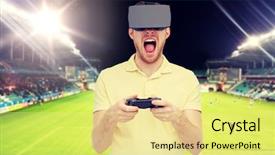  Presentation with virtual technology - Slides having football field on stadium background background and a blonde colored foreground