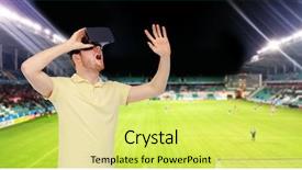  Presentation with virtual technology - PPT layouts featuring football field on stadium background background and a yellow colored foreground