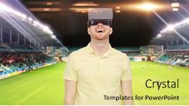  Presentation with virtual reality therapy - Slides featuring football field on stadium background background and a blonde colored foreground
