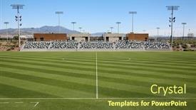  Presentation with baseball field - Beautiful slide deck featuring football-field-soccer-field-baseball backdrop and a tawny brown colored foreground