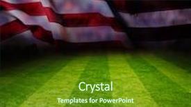  Presentation with football field - Cool new slides with football field with american flag background backdrop and a tawny brown colored foreground