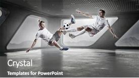  Presentation with game - Cool new presentation with sports broadcasting - football game players backdrop and a gray colored foreground