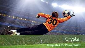  Presentation with football stadium - Audience pleasing theme consisting of football goalman on the stadium backdrop and a tawny brown colored foreground