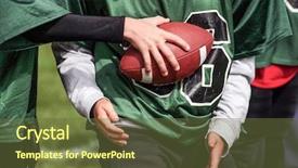  Presentation with football - Presentation theme enhanced with football hand off in youth background and a tawny brown colored foreground