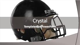  Presentation with american football and helmet on field - Colorful presentation theme enhanced with pretty young woman with headphones listening to music in front of a painted wall backdrop and a coral colored foreground