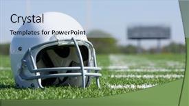  Presentation with american football and helmet on field - Colorful slide deck enhanced with football helmet on the field backdrop and a  colored foreground