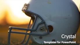  Presentation with football field - Presentation design consisting of football helmet on the field background and a dark gray colored foreground