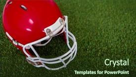  Presentation with american football and helmet on field - Beautiful PPT theme featuring football helmet on the field backdrop and a tawny brown colored foreground