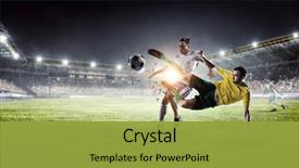  Presentation with football - Beautiful slide deck featuring football hottest moments backdrop and a gold colored foreground