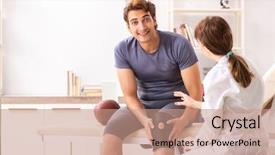  Presentation with golf player playing - PPT layouts enhanced with football injury - handsome american footbal player visiting background and a coral colored foreground