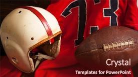  Presentation with american football - Cool new PPT theme with football items including an helmet backdrop and a tawny brown colored foreground