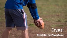  Presentation with american football and helmet on field - Colorful PPT theme enhanced with football kicker practicing football kickoff backdrop and a tawny brown colored foreground