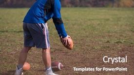  Presentation with grunge american football field - Presentation theme having football kicker practicing football kickoff background and a tawny brown colored foreground