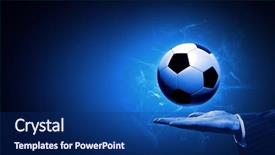  Presentation with football blue - PPT layouts having management sports - football manager hold ball background and a navy blue colored foreground