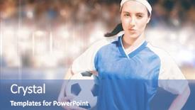  Presentation with sports arena - Colorful slide deck enhanced with football on a white backgorund backdrop and a  colored foreground