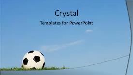  Presentation with strong - Beautiful PPT theme featuring football on green football pitch backdrop and a teal colored foreground