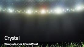  Presentation with soccer field - Presentation theme featuring soccer ball on the field background and a black colored foreground