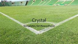  Presentation with soccer field - Audience pleasing presentation theme consisting of soccer field with beautiful green backdrop and a mint green colored foreground
