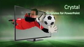  Presentation with goal image - Presentation theme consisting of football pitch under green sky background and a tawny brown colored foreground