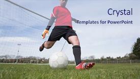  Presentation with goal ball - Slides featuring football play - goalkeeper in red kicking ball background and a sky blue colored foreground