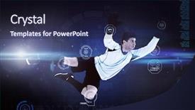  Presentation with football blue - Amazing PPT layouts having football player against blue dots on black background backdrop and a wine colored foreground