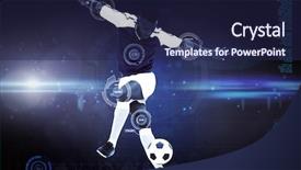  Presentation with football blue - PPT layouts enhanced with football player against blue dots on black background background and a navy blue colored foreground